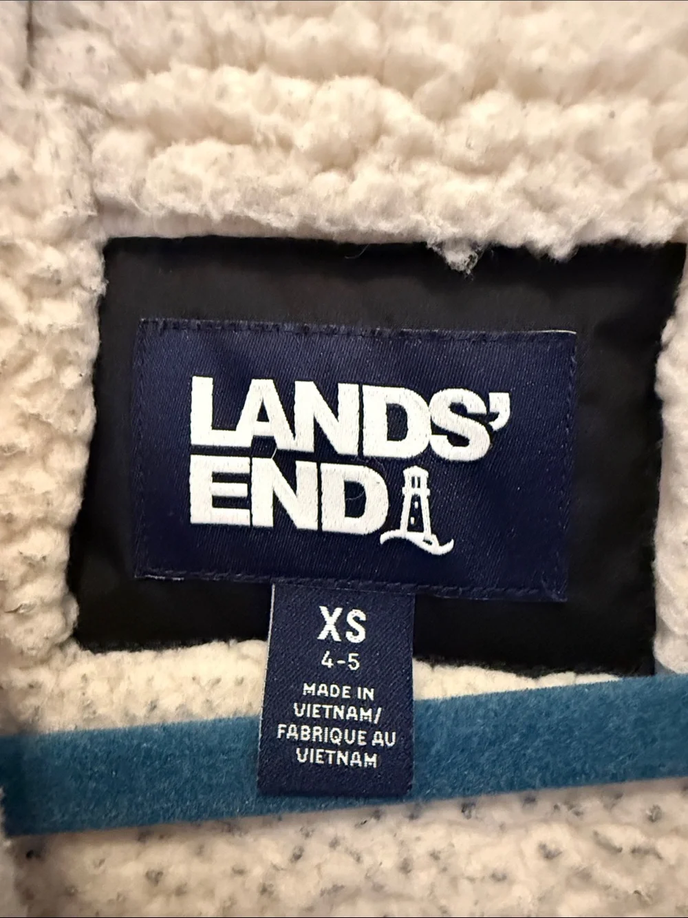 Lands' End Kids Black Hooded Puffer Jacket with Sherpa Lining Unisex